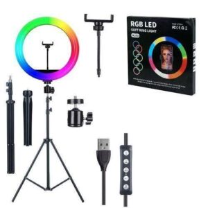 12\" Dimmable RGB LED Selfie Ring Light w/ Tripod Stand