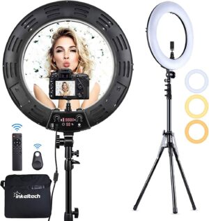 18 Inch Rechargeable Ring Light with Battery for Photoshoots
